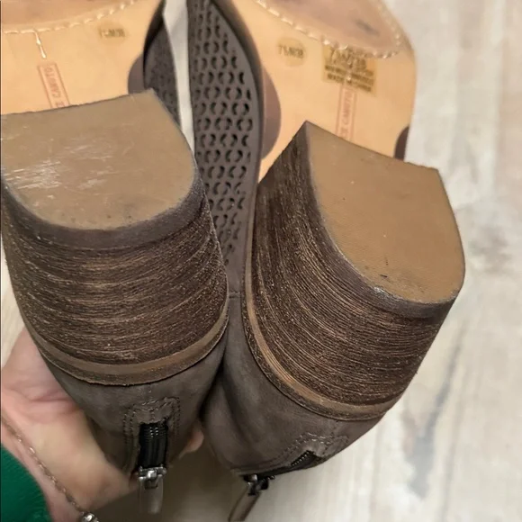 Vince Camuto Brown Perforated Sueded Leather Ankle Boots - Picture 8 of 10